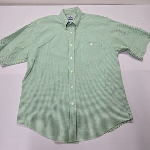 Vintage Cambridge Classics Green White Gingham Short Sleeve Button Down Shirt M